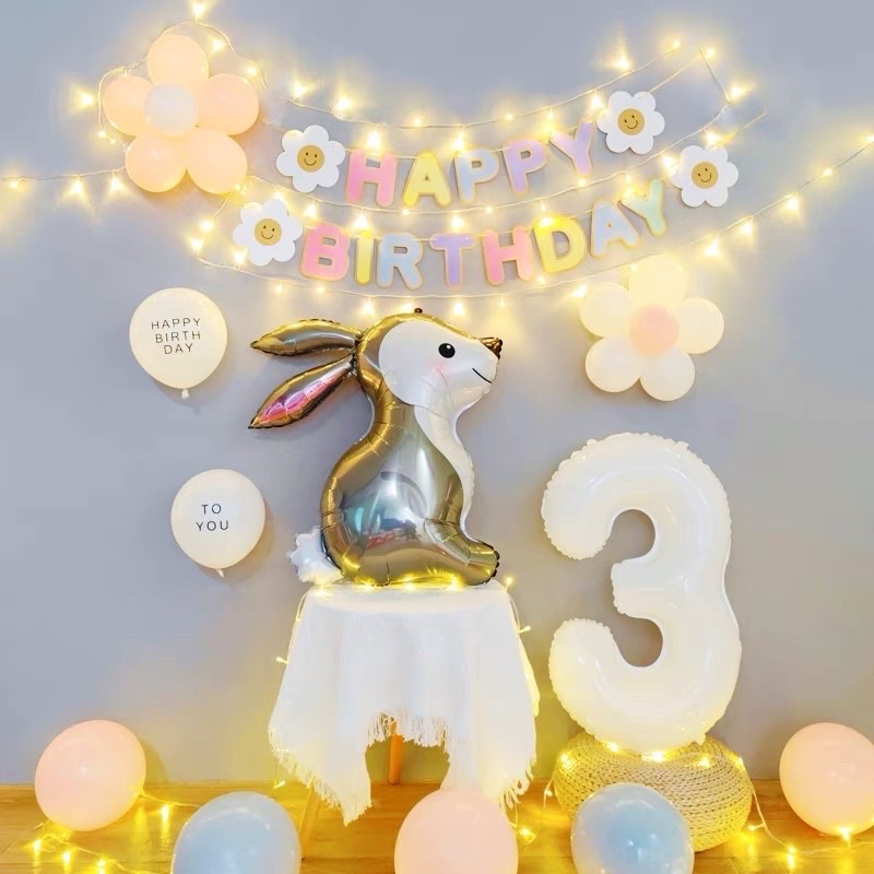 Banner chữ Happy Birthday ngũ sắc tone pastel trang trí tiệc sinh nhật