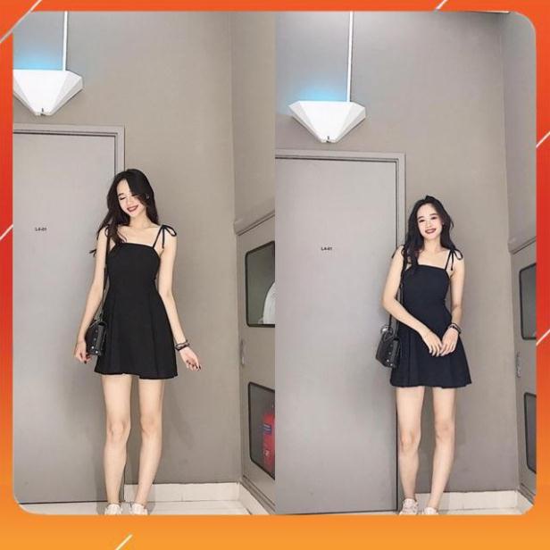 Đầm váy 2  dây sexy ôm  xoè gấu Đen  Trắng Chấm bi đen Chất liệu voan mịn- shop thời trang nữ xinh | BigBuy360 - bigbuy360.vn