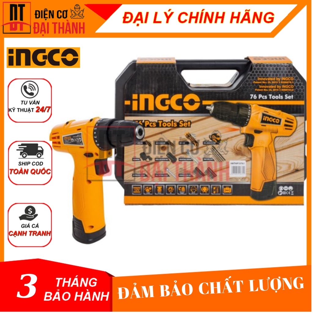 Máy Khoan Búa Pin Ingco HKTHP10761 18V Li-ion, 2.0Ah, 50Nm, 1.8kg