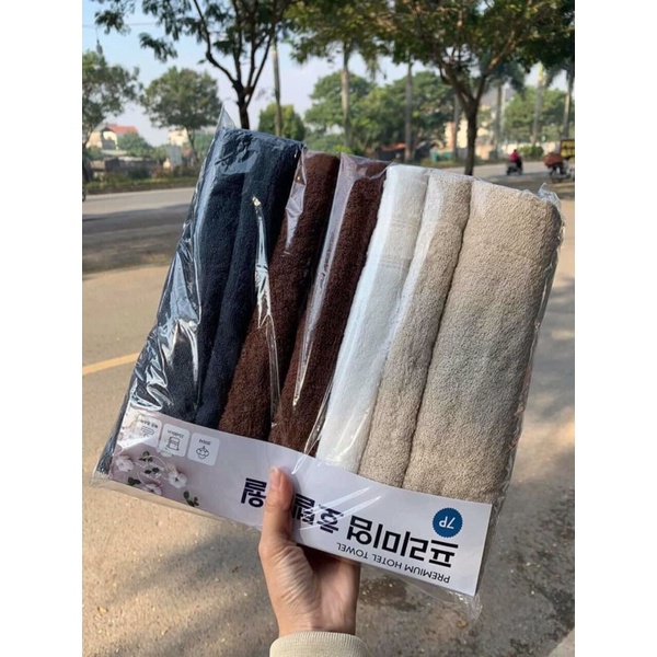Combo set 7 khăn tắm gội xuất Hàn chất liệu cotton cao cấp 36.76cm