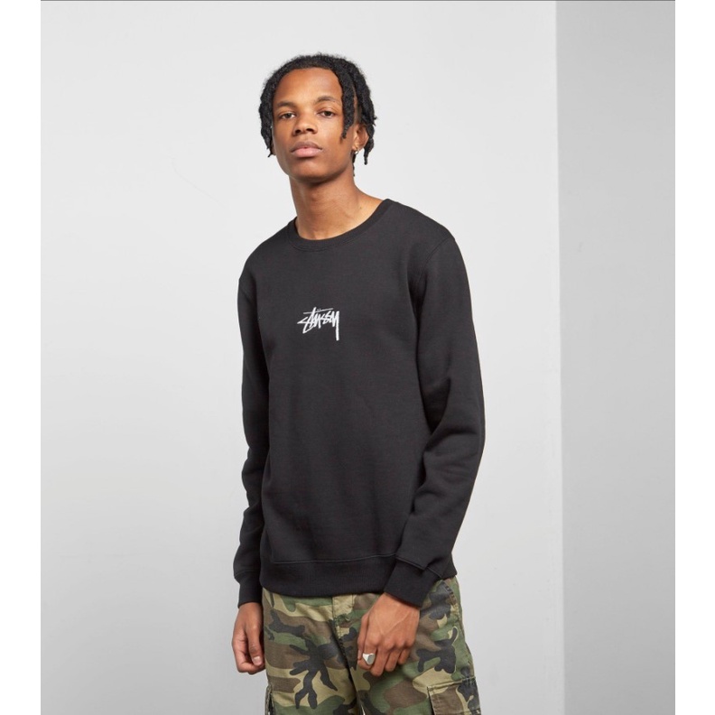 Áo nỉ dáng rộng lót lông cừu in chữ Stussy cá tính cho cặp đôi