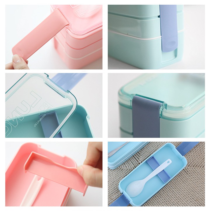HCM - Hộp cơm Lunch box 3 tầng 900ml kèm muỗng