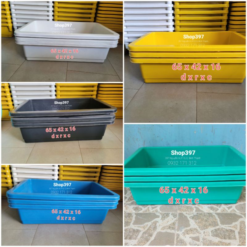 Khây nhựa kích thước 65 x 42 x 16 .