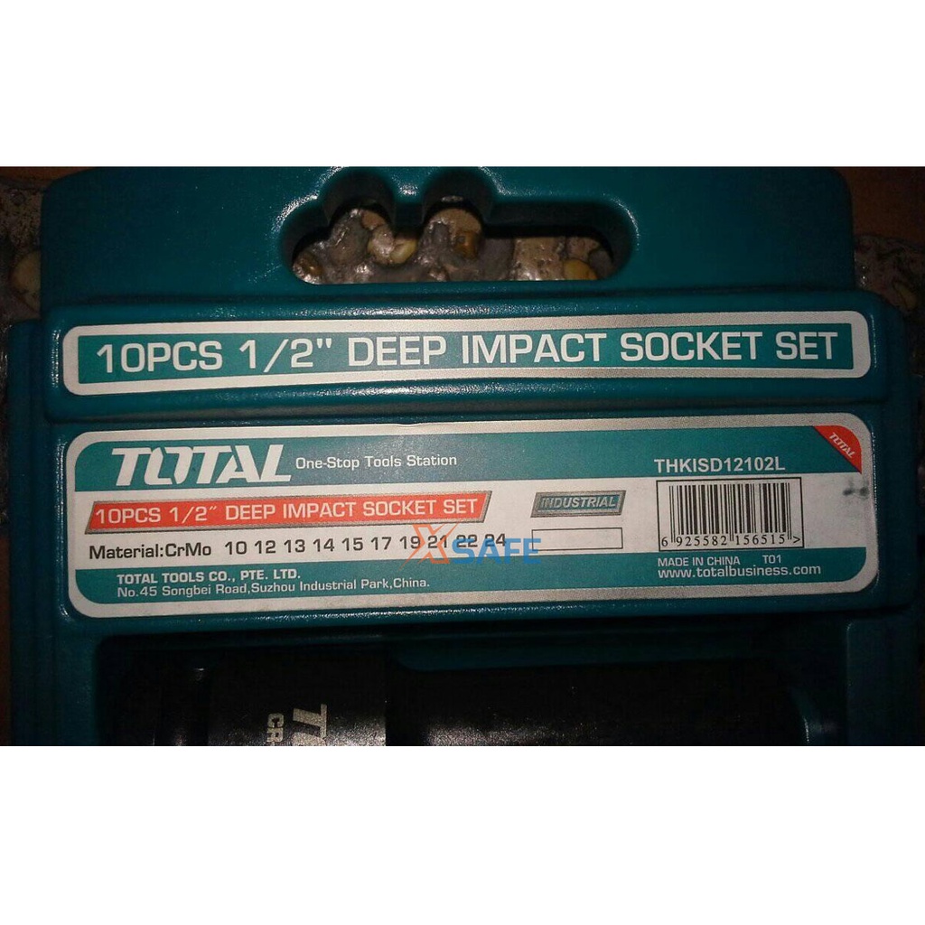 Bộ 10 đầu tuýp Deep Impact DR TOTAL THKISD12102L 1/2" dài 78mm kích thước đa dạng 10-24mm Bộ đầu tiếp thép CrMo