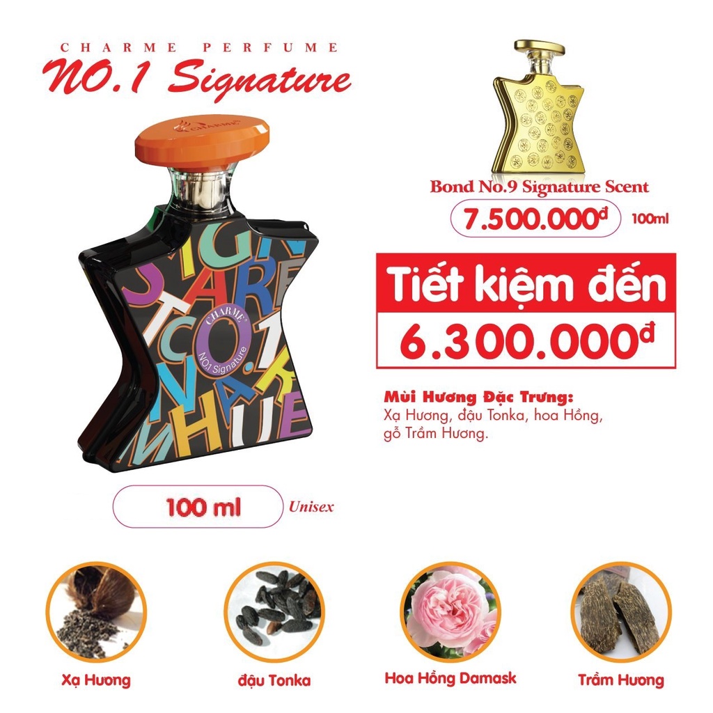 Nước hoa Charme No.1 Signature 100ml Bí ẩn Gợi cảm Quyến rũ