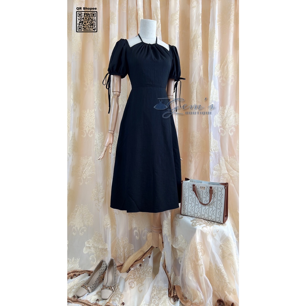 VÁY / ĐẦM CỔ YẾM TAY BỒNG TRỄ VAI D02