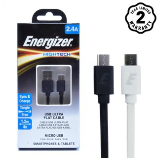 [Freeship toàn quốc từ 50k] Cáp sạc Energizer Flat Micro-USB dẹp dài 1.2m - C21UBMCG cho Android (Đen)