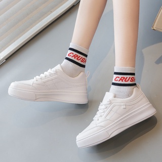 Giày thể thao nữ DMY kiểu dáng Basic, Sneakers da trơn đế độn 3 phân