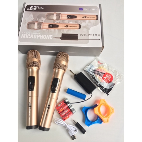 Mic hát Karaoke đa năng không dây, bộ 2 cây
