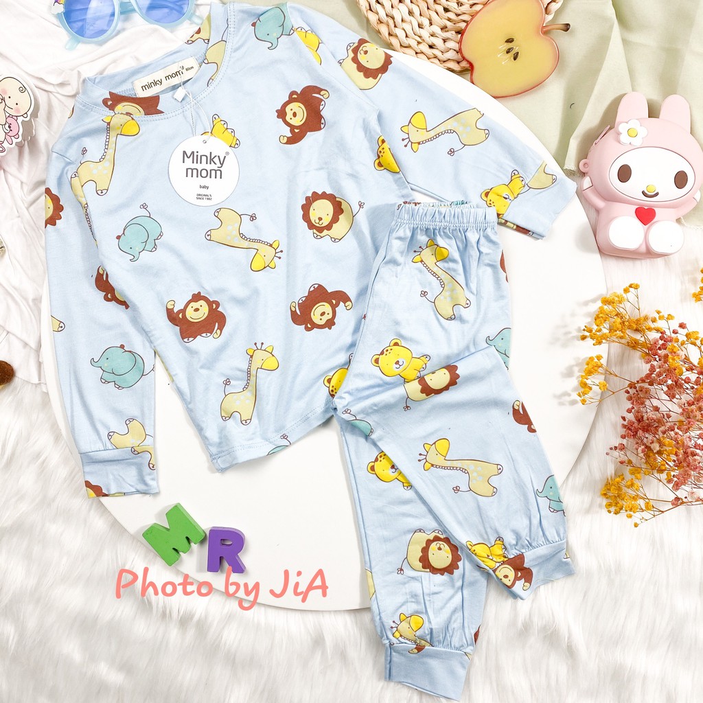 Bộ dài tay MINKY MOM , chất liệu vải cao cấp, in hình đáng yêu dành cho bé trai, bé gái