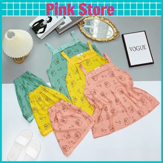 Đồ Ngủ Nữ Hai Dây Đồ Bộ  Đũi Mặc Nhà Mùa Hè Dễ Thương PINK STORE 227