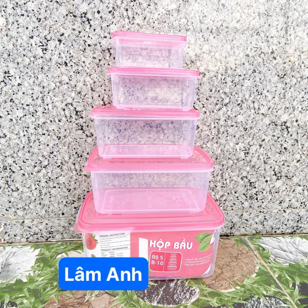 Bộ 5 Hộp Nhựa Bảo Quản Thực Phẩm