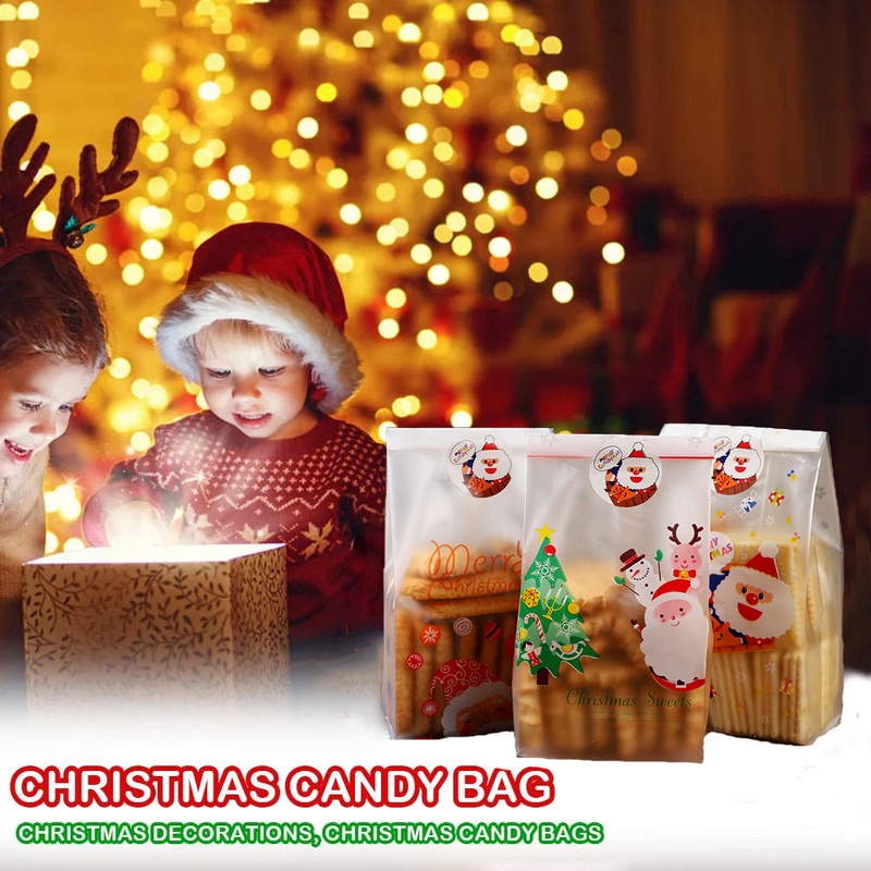 50 Túi nhựa đựng bánh kẹo hình ông già Noel