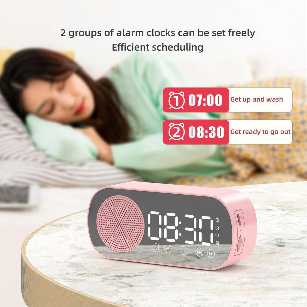 Loa đồng hồ đa chức năng G5, loa bluetooth mini kiêm đồng hồ, báo thức, nghe FM, hiện thị đèn led màn hình tráng gương