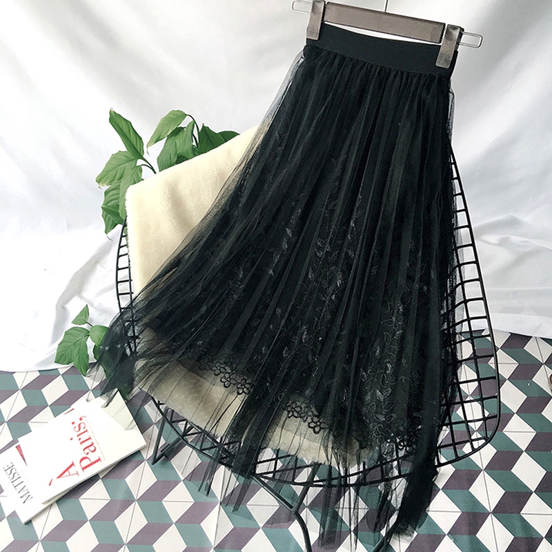 [Mã FAGREEN55 giảm 10% tối đa 30K đơn 99K] Chân Váy Lưới Thêu Hình Lá Cây Thời Trang Nữ Tính | BigBuy360 - bigbuy360.vn