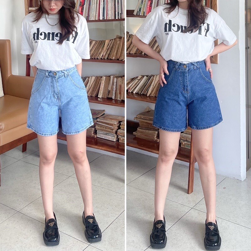 Quần Short Jeans RANSHI Lưng Cao Tôn Dáng Cho Nữ, Quần Đùi Bò Xinh Xắn Dễ Phối Đồ Đầy Cá Tính - RQ010