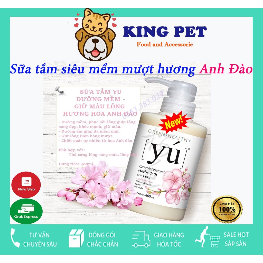 Sữa Tắm Yu Hoa Anh Đào Cho Chó Mèo Thơm Lâu, Siêu Mềm Mượt