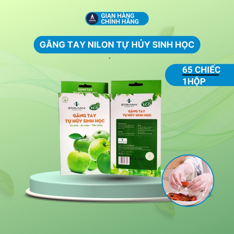 Găng tay nilon STAHAUS tự hủy sinh học an toàn hộp bao tay nilong dùng 1 lần