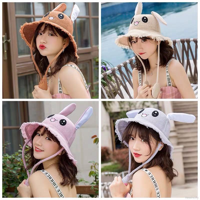 Mũ rộng vành họa tiết thỏ họa hình dễ thương cho bé gái nhiều màu lựa chọn