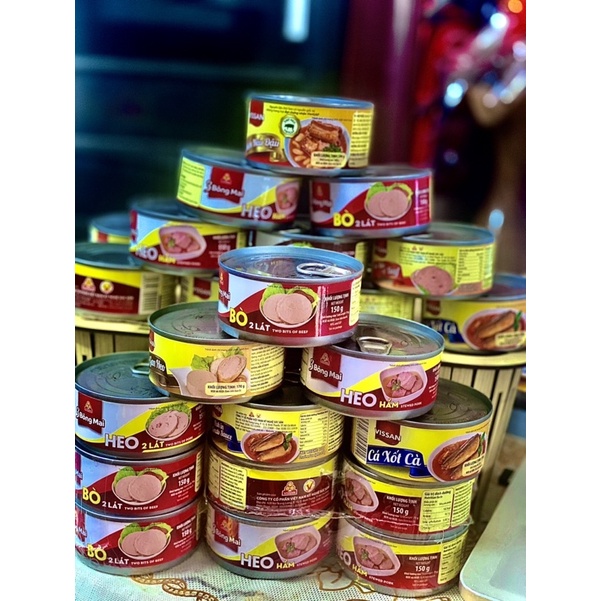 Đồ Hộp VISSAN 150g - ca xốt cà- heo 2 lát - bò 2 lát-heo hầm-pate thịt heo-