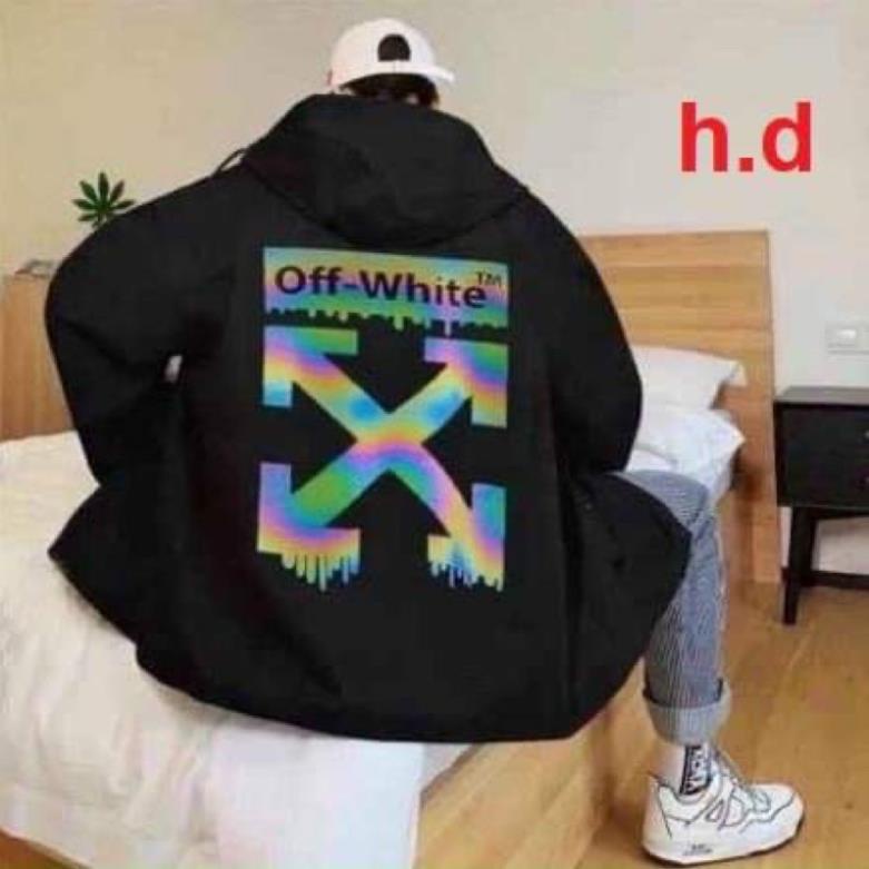 Áo gió dù đen Phản quang 7 màu X OFF WHITE in lunge