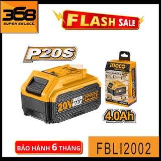 Sản phẩm pin lithium-ion 20v 4.0 ah fbli2002 hiệu ingco dùng cho sản phẩm dùng pin p20s