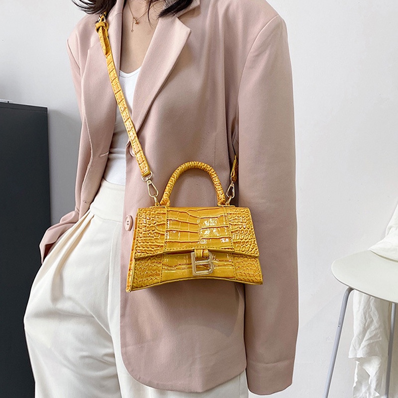 Túi xách IELGY họa tiết da cá sấu đơn màu phong cách Hàn Quốc dành cho nữ
