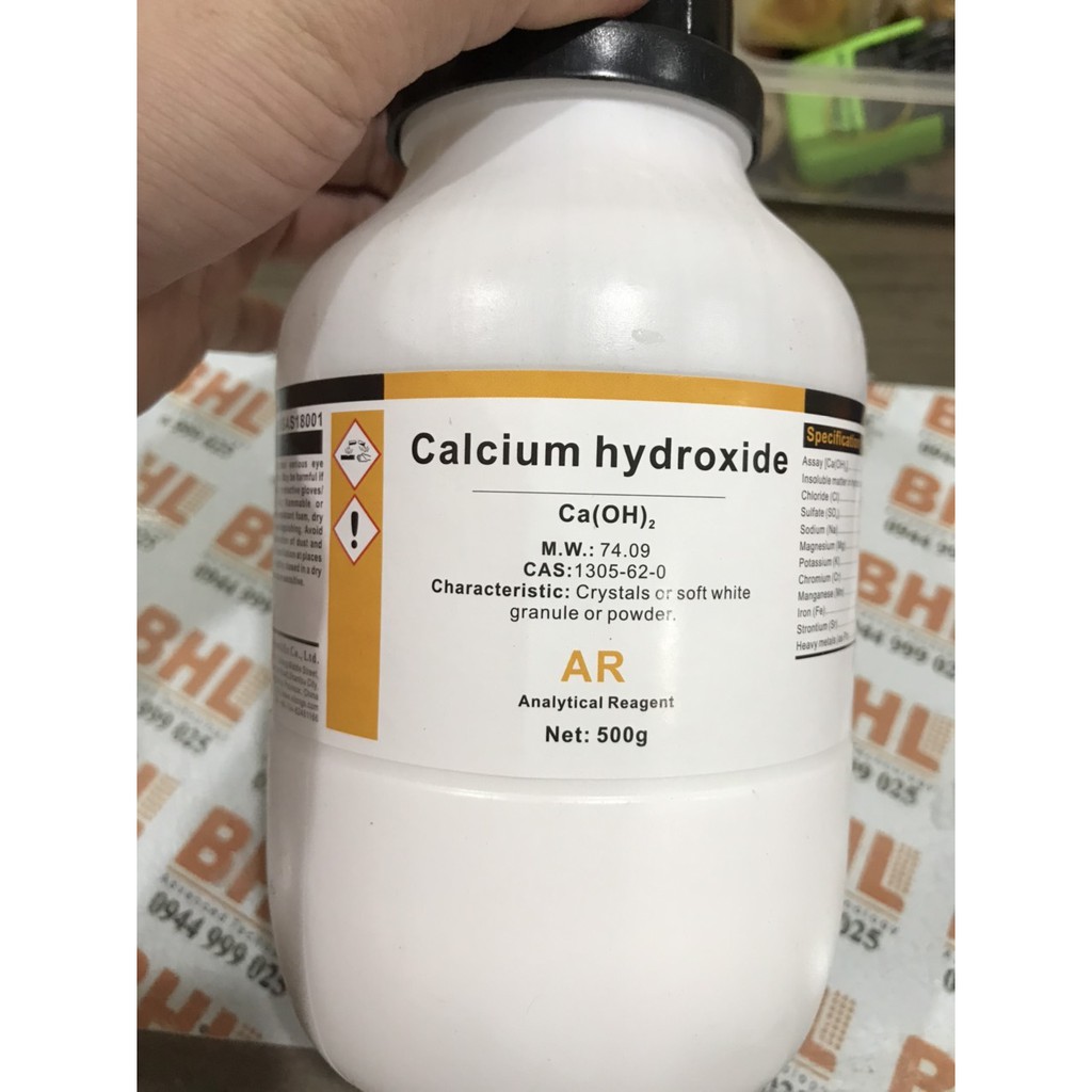 Hóa chất Calcium hydroxide Xylong CAS 1305-62-0 Ca(OH)2 lọ 500g canxi hidroxit Xylong