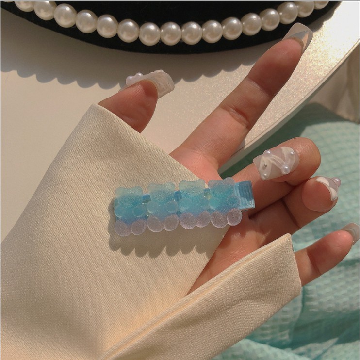 [Mã SKAMCLU8 giảm 10% cho đơn từ 100K] Kẹp tóc họa tiết kẹo dẻo Jelly xanh pastel xinh xắn