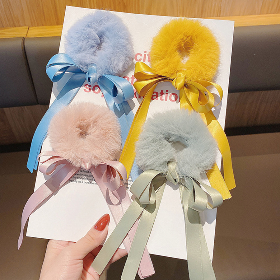 Dây buộc tóc thắt nơ bằng lông mềm thời trang cho nữ