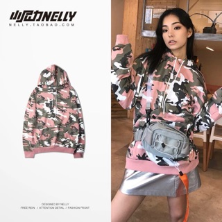 Hoodie camo nelly hồng
