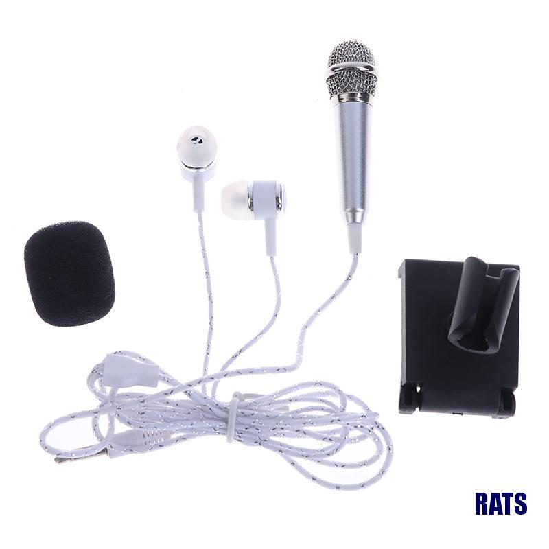 Mic Hát Karaoke Mini Đầu Cắm 3.5mm Kèm Giá Đỡ