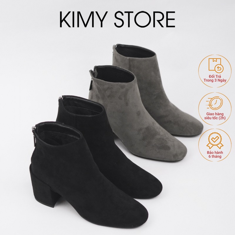 Boot nữ cổ ngắn da lộn mũi tròn- Boots nữ Starkela xuất Âu - Kimy Store