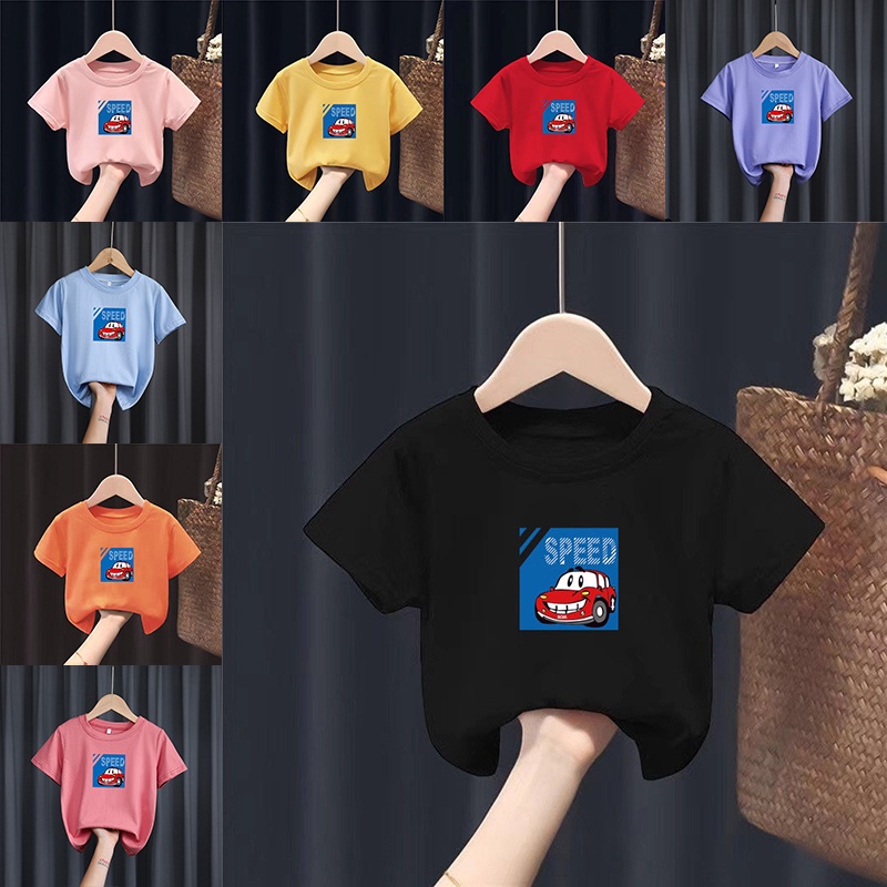Áo Thun 100% Cotton Tay Ngắn Thoáng Khí In Họa Tiết Hoạt Hình Thời Trang Mùa Hè Cho Bé