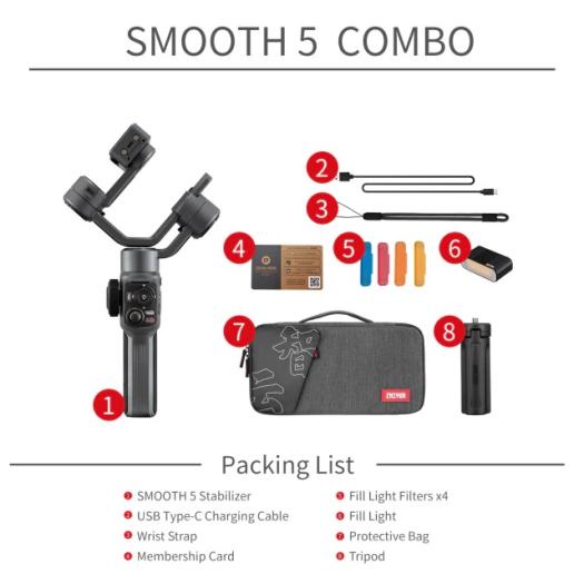 [Mã 154ELSALE2 giảm 7% đơn 300K] Gimbal tay cầm chống rung cho điện thoại Zhiyun Smooth 5