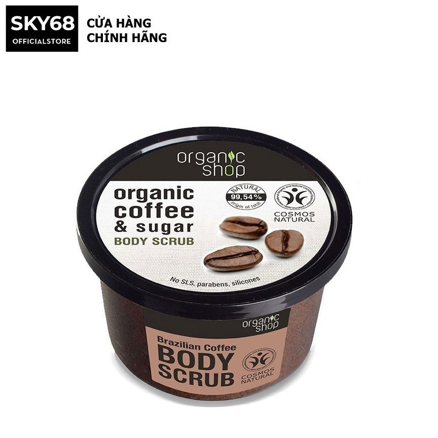 Tẩy Tế Bào Chết Toàn Thân Organic Shop Organic Coffee & Sugar Body Scrub 250ml (Hương Cafe)