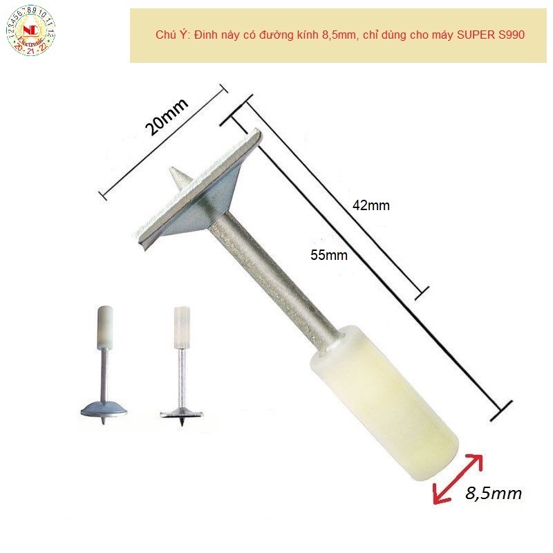 (Hộp 100 - 200) Đinh VIT 8.5mm Chuyên Dùng Cho Máy Bắn Đinh Cỡ Lớn SUPER S990, Đinh Bê Tông, Đinh Đĩa Đường Kính 8.5mm