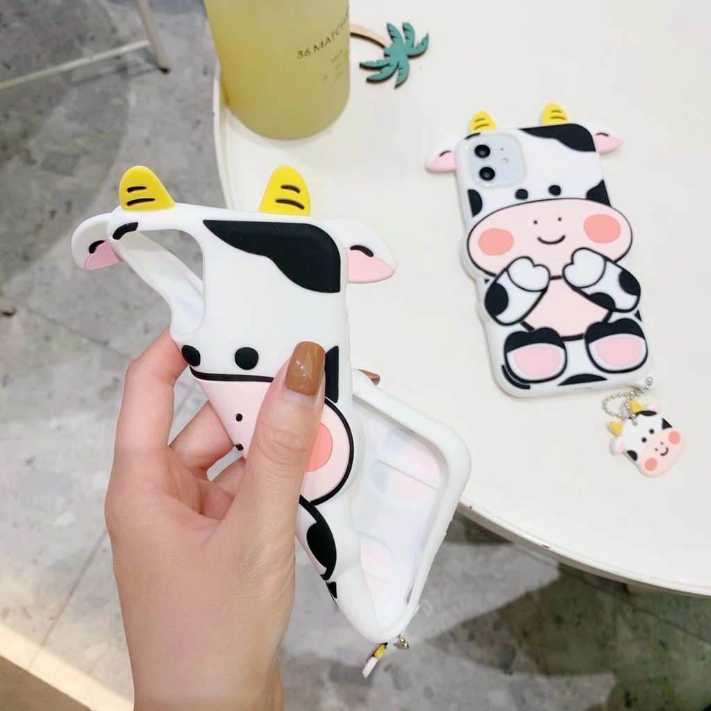 Ốp Điện Thoại Silicon Họa Tiết Chú Bò Dễ Thương Cho iPhone Case 7 8 7 Plus 8 Plus 11