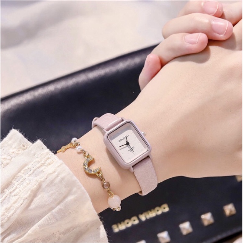 Đồng hồ nữ LaCy Watch đồng hồ đeo tay dây da mặt chữ nhật nhỏ cọc số kết hợp DHJI0014 | BigBuy360 - bigbuy360.vn