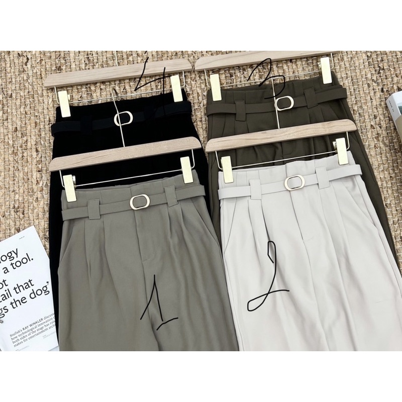 Quần baggy vải nữ thiết kế form vừa vặn đẹp chất lụa kate hàn tặng kèm đai sẵn