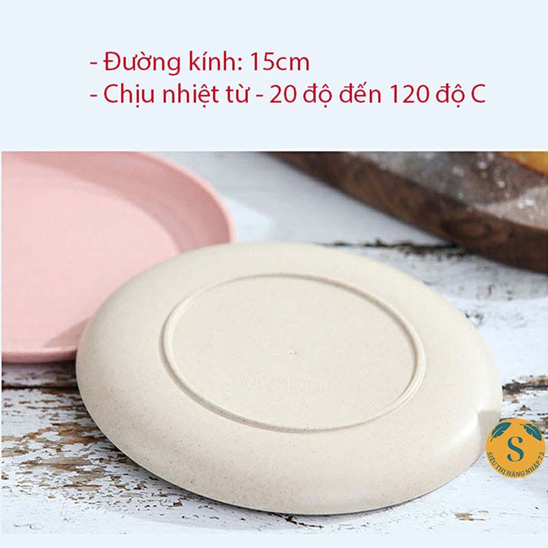 Bộ 6 dĩa tròn mix 6 màu pastel nhựa lúa mạch đựng thức ăn sang trọng [BỘ 6 ĐĨA]