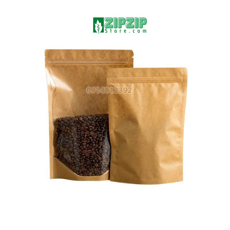 1Kg Túi zipper giấy đáy đứng 1 mặt trong