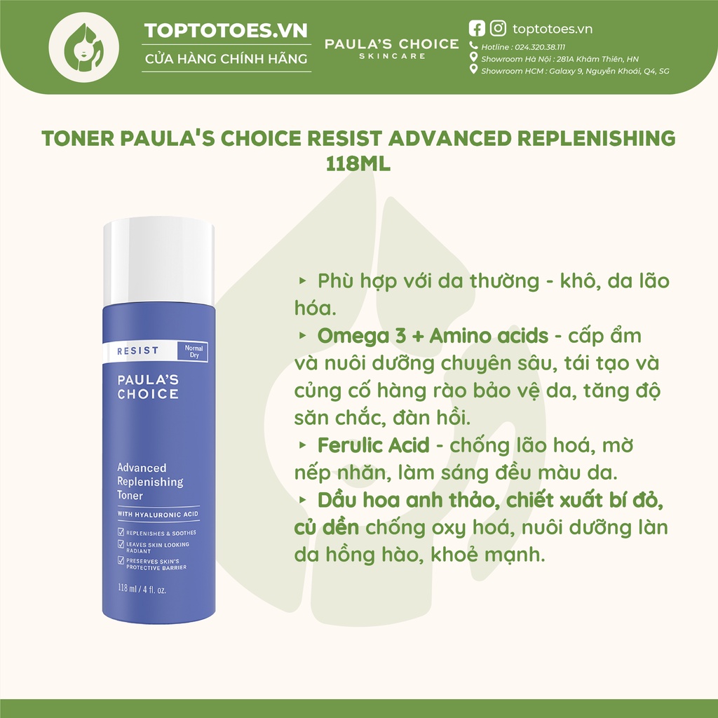 Toner chống lão hóa, nuôi dưỡng chuyên sâu Paula's Choice Resist Advanced Replenishing 118ml [NHẬP KHẨU CHÍNH HÃNG 100%]