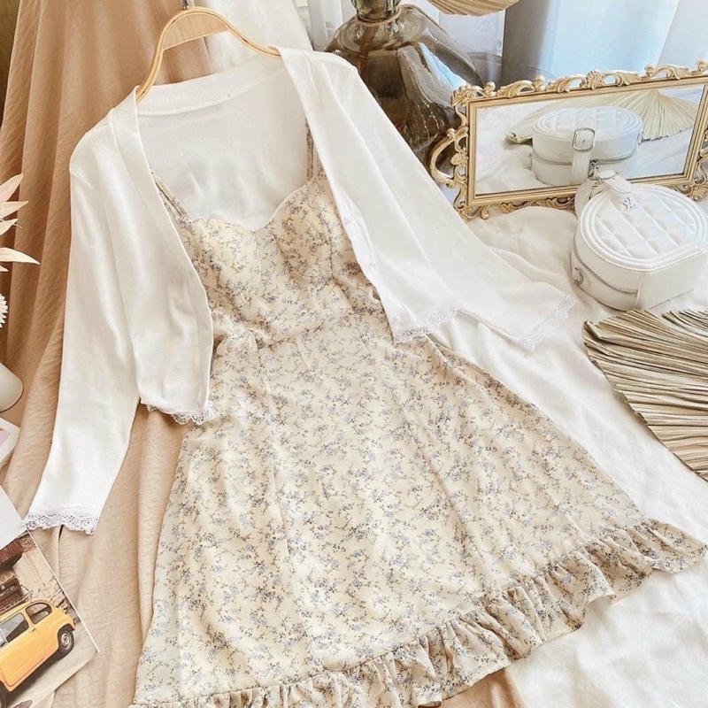 Váy Hoa nhí 2 dây kèm Cardigan CÓ NHIỀU MÀU TAMIEclothing | BigBuy360 - bigbuy360.vn
