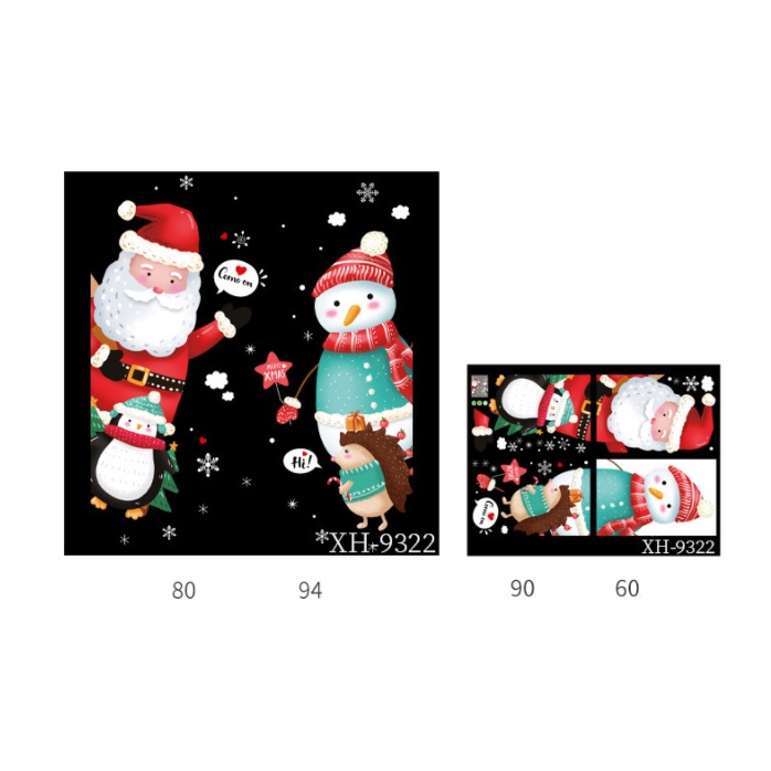 Decal trang trí Noel - noel cùng 3 người bạn thú dễ thương