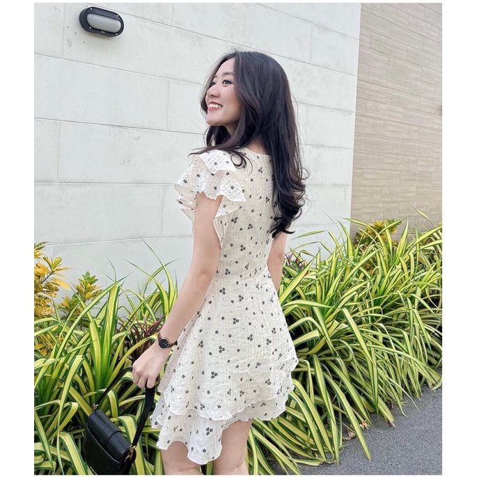 (Có Bigsize) ĐẦM NUDE NỀN HOA TAY TIÊN ĐAN NGỰC H17