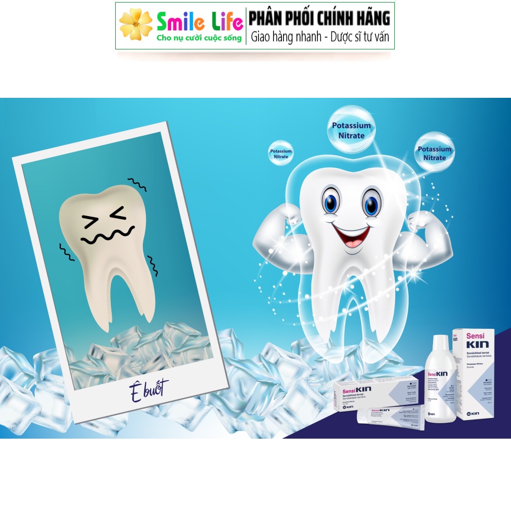 SMILE LIFE | [3Gói 12ml] Nước Súc Miệng Ê Buốt - SensiKin ® 12 ml - CHO RĂNG NHẠY CẢM, Ê BUỐT