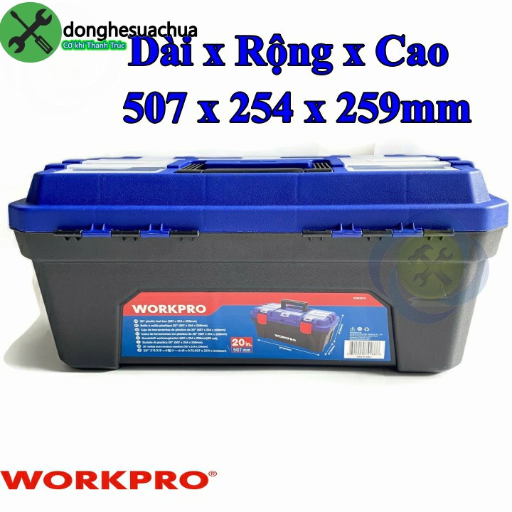 Thùng đồ nghề nhựa Workpro W083016 kích thước 507 x 254 x 259mm