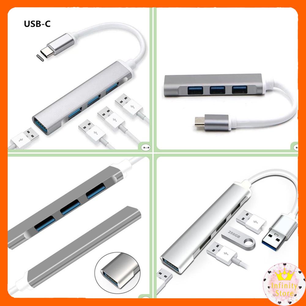 BỘ CHIA 4 CỔNG USB HUB 3.0 NHÔM NHỎ GỌN CẮM TYPE-C / USB INFINY DECOR