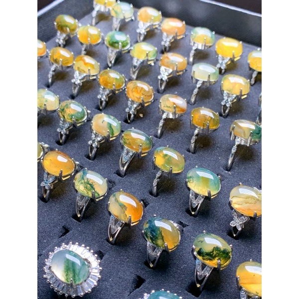 Nhẫn nữ đính mặt đá ngọc thủy tảo